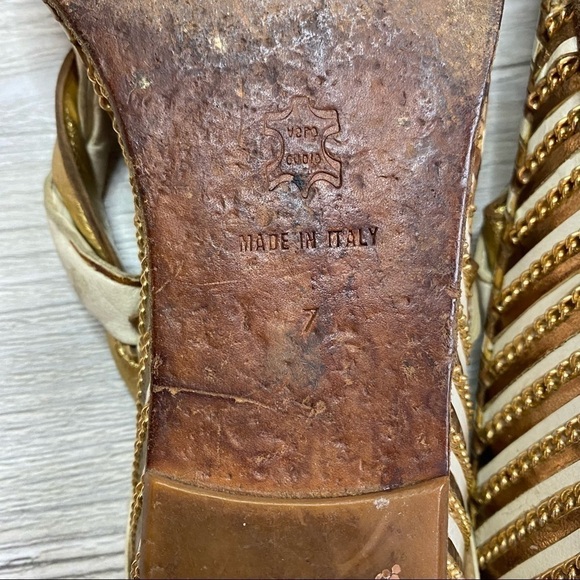 Vintage Bologna & Figli strappy twisted metallic chain designed sandals size 7 - Picture 10 of 12